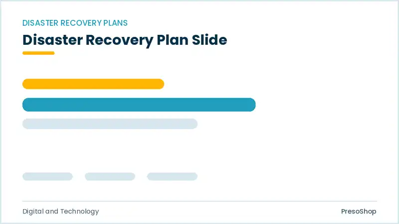 Editable PowerPoint disaster recovery plan slide template, built from recolourable native shapes for digital and technology decks