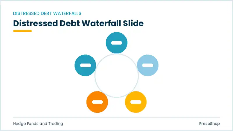 Editable PowerPoint distressed debt waterfall slide template, built from recolourable native shapes for hedge funds and trading decks