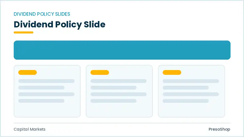 Editable PowerPoint dividend policy slide template, built from recolourable native shapes for capital markets decks