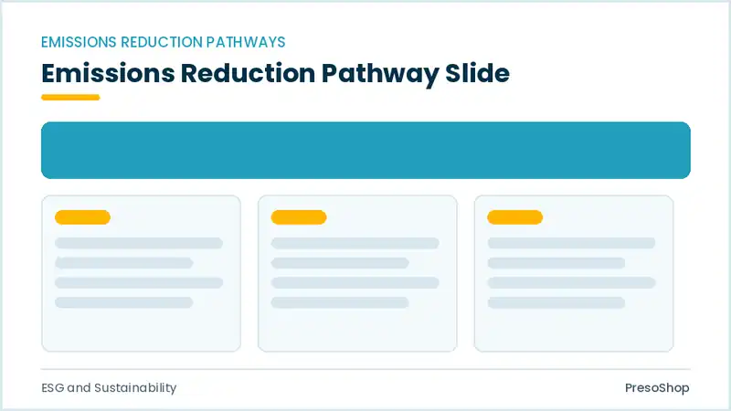 Editable PowerPoint emissions reduction pathway slide template, built from recolourable native shapes for esg and sustainability decks