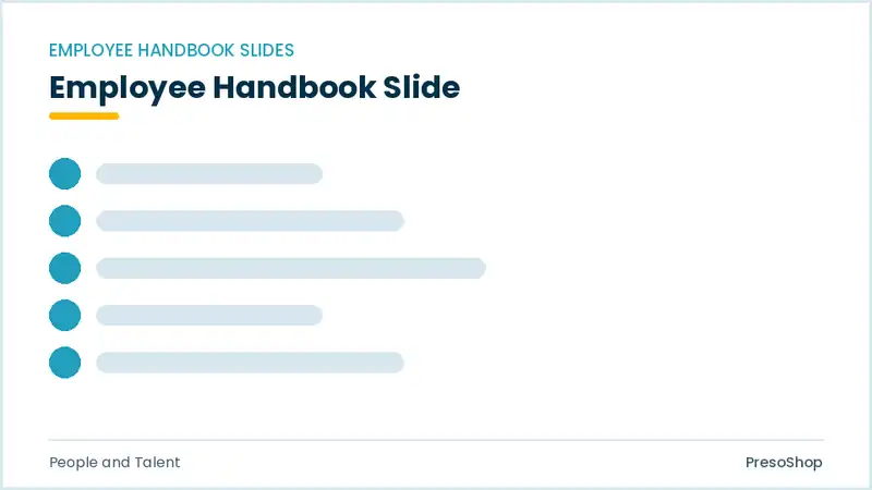 Editable PowerPoint employee handbook slide template, built from recolourable native shapes for people and talent decks