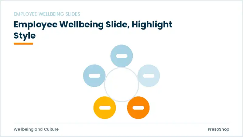 Editable PowerPoint employee wellbeing slide template with an accented takeaway, built from recolourable native shapes for wellbeing and culture decks