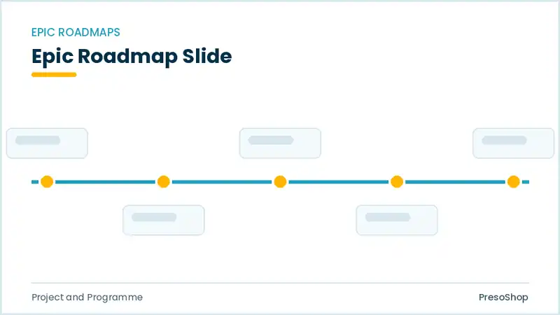 Editable PowerPoint epic roadmap slide template, built from recolourable native shapes for project and programme decks