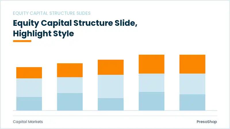 Editable PowerPoint equity capital structure slide template with an accented takeaway, built from recolourable native shapes for capital markets decks