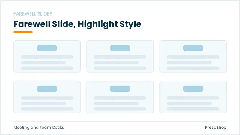 Editable PowerPoint farewell slide template with an accented takeaway, built from recolourable native shapes for meeting and team decks decks