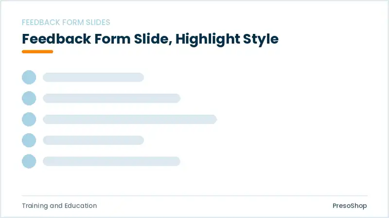 Editable PowerPoint feedback form slide template with an accented takeaway, built from recolourable native shapes for training and education decks