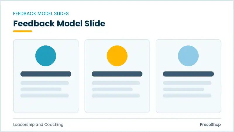 Editable PowerPoint feedback model slide template, built from recolourable native shapes for leadership and coaching decks