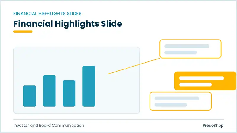 Editable PowerPoint financial highlights slide template, built from recolourable native shapes for investor and board communication decks