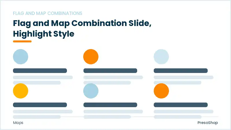 Editable PowerPoint flag and map combination slide template with an accented takeaway, built from recolourable native shapes for maps decks