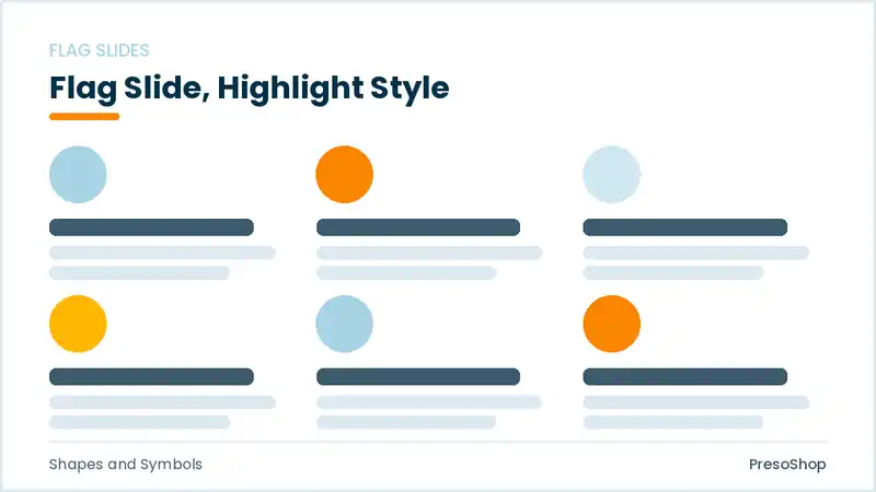 Editable PowerPoint flag slide template with an accented takeaway, built from recolourable native shapes for shapes and symbols decks