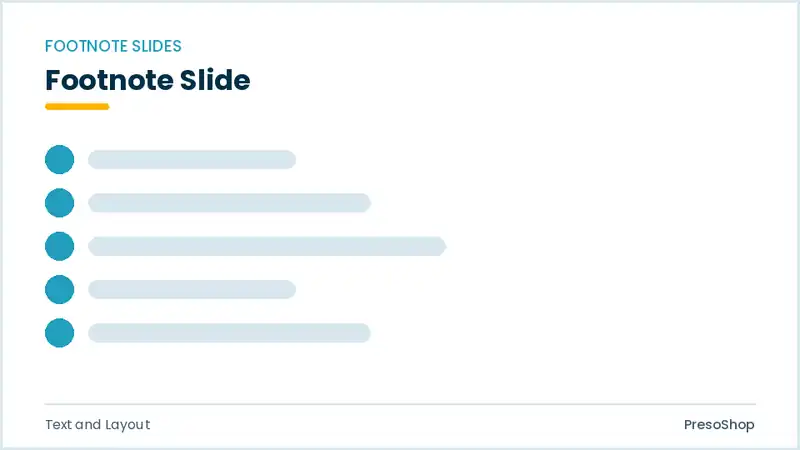 Editable PowerPoint footnote slide template, built from recolourable native shapes for text and layout decks