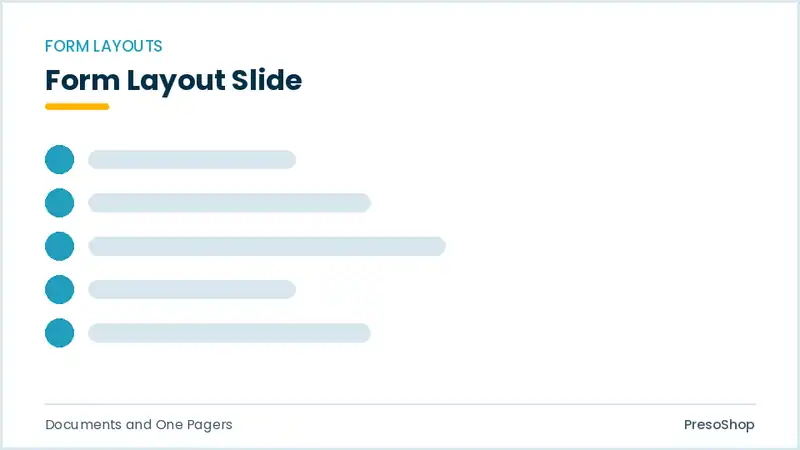 Editable PowerPoint form layout slide template, built from recolourable native shapes for documents and one pagers decks