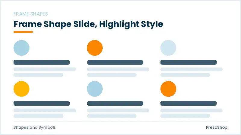 Editable PowerPoint frame shape slide template with an accented takeaway, built from recolourable native shapes for shapes and symbols decks
