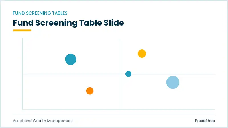 Editable PowerPoint fund screening table slide template, built from recolourable native shapes for asset and wealth management decks