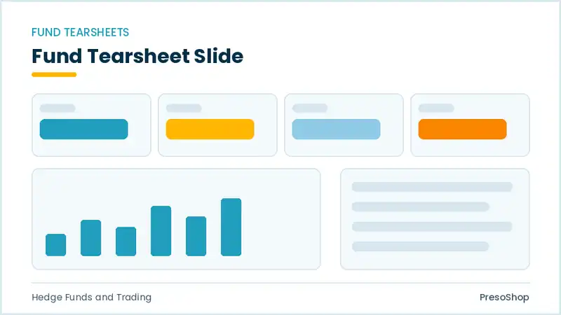 Editable PowerPoint fund tearsheet slide template, built from recolourable native shapes for hedge funds and trading decks