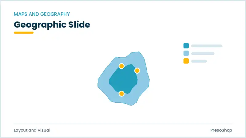 Editable PowerPoint geographic slide template, built from recolourable native shapes for layout and visual decks