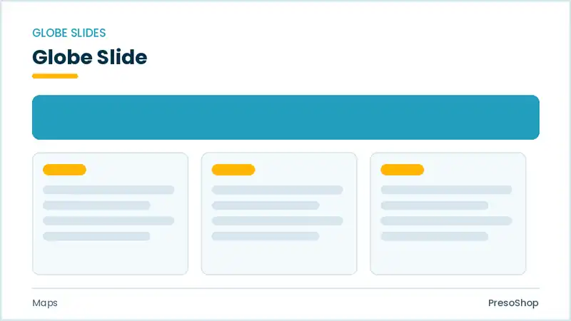 Editable PowerPoint globe slide template, built from recolourable native shapes for maps decks