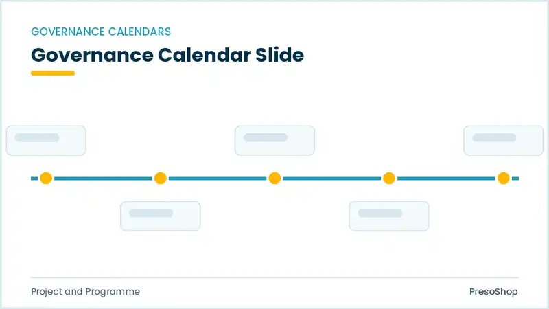 Editable PowerPoint governance calendar slide template, built from recolourable native shapes for project and programme decks