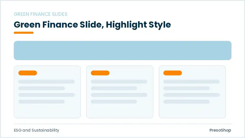 Editable PowerPoint green finance slide template with an accented takeaway, built from recolourable native shapes for esg and sustainability decks