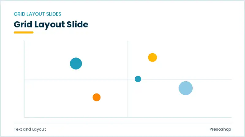 Editable PowerPoint grid layout slide template, built from recolourable native shapes for text and layout decks