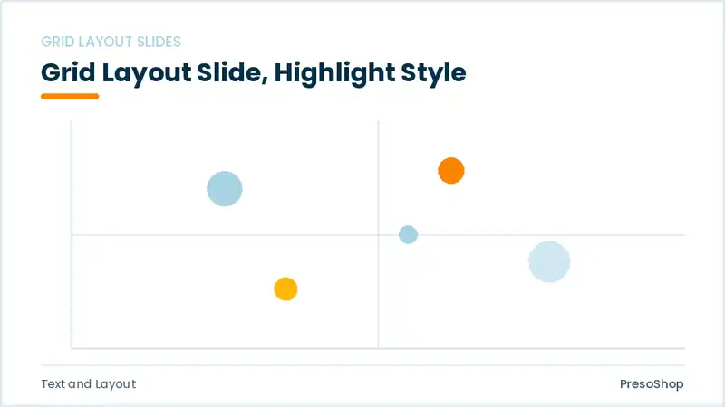 Editable PowerPoint grid layout slide template with an accented takeaway, built from recolourable native shapes for text and layout decks