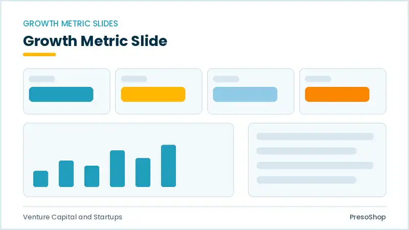 Editable PowerPoint growth metric slide template, built from recolourable native shapes for venture capital and startups decks