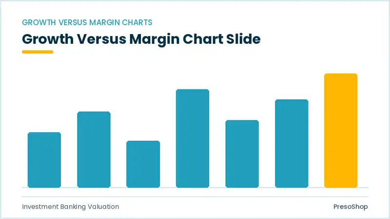 Editable PowerPoint growth versus margin chart slide template, built from recolourable native shapes for investment banking valuation decks