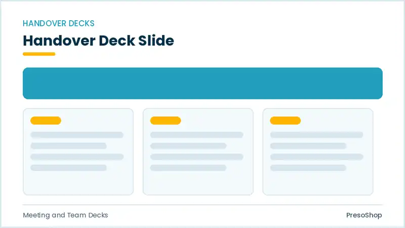 Editable PowerPoint handover deck slide template, built from recolourable native shapes for meeting and team decks decks