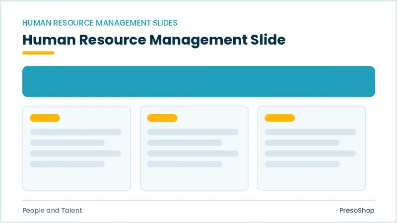 Editable PowerPoint human resource management slide template, built from recolourable native shapes for people and talent decks