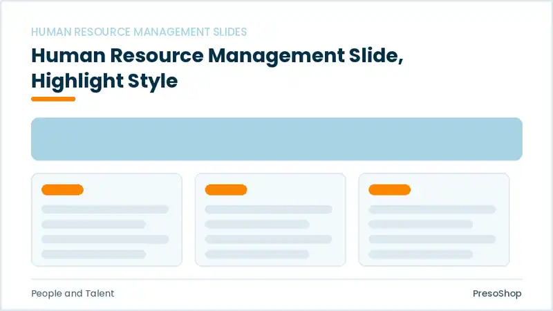 Editable PowerPoint human resource management slide template with an accented takeaway, built from recolourable native shapes for people and talent decks