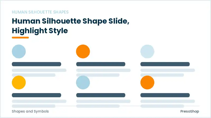 Editable PowerPoint human silhouette shape slide template with an accented takeaway, built from recolourable native shapes for shapes and symbols decks