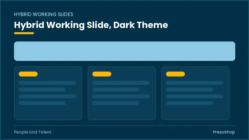 Editable PowerPoint hybrid working slide template in a dark theme, built from recolourable native shapes for people and talent decks