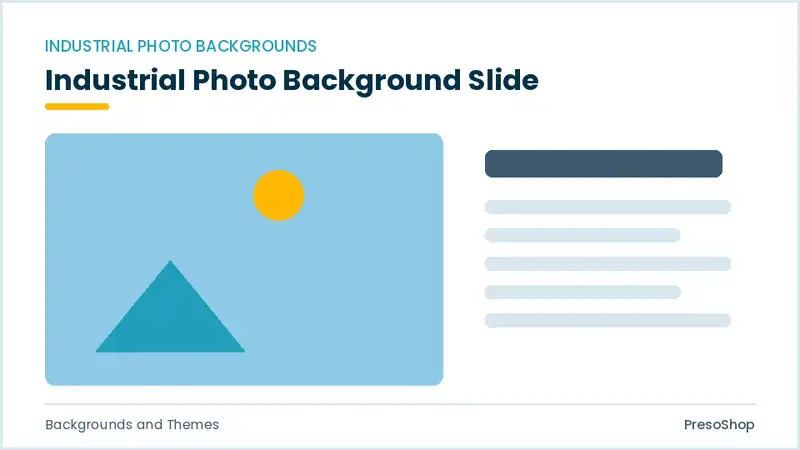 Editable PowerPoint industrial photo background slide template, built from recolourable native shapes for backgrounds and themes decks