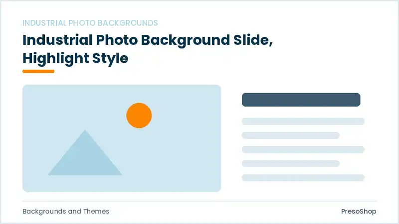 Editable PowerPoint industrial photo background slide template with an accented takeaway, built from recolourable native shapes for backgrounds and themes decks