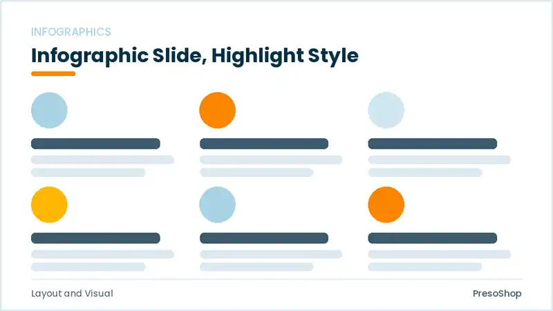 Editable PowerPoint infographic slide template with an accented takeaway, built from recolourable native shapes for layout and visual decks