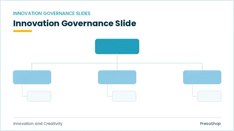 Editable PowerPoint innovation governance slide template, built from recolourable native shapes for innovation and creativity decks