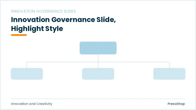 Editable PowerPoint innovation governance slide template with an accented takeaway, built from recolourable native shapes for innovation and creativity decks