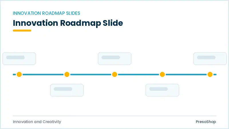 Editable PowerPoint innovation roadmap slide template, built from recolourable native shapes for innovation and creativity decks
