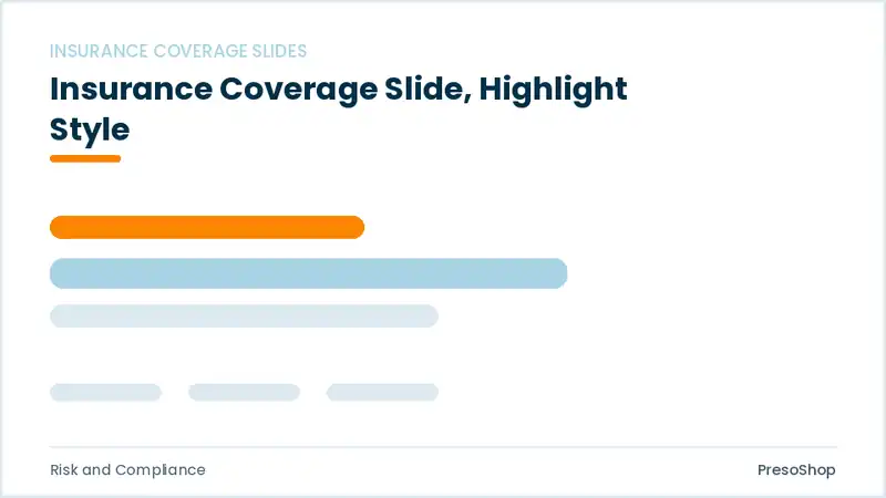 Editable PowerPoint insurance coverage slide template with an accented takeaway, built from recolourable native shapes for risk and compliance decks