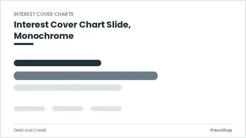 Editable PowerPoint interest cover chart slide template in a monochrome treatment, built from recolourable native shapes for debt and credit decks
