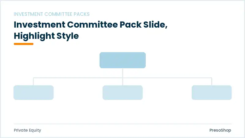 Editable PowerPoint investment committee pack slide template with an accented takeaway, built from recolourable native shapes for private equity decks
