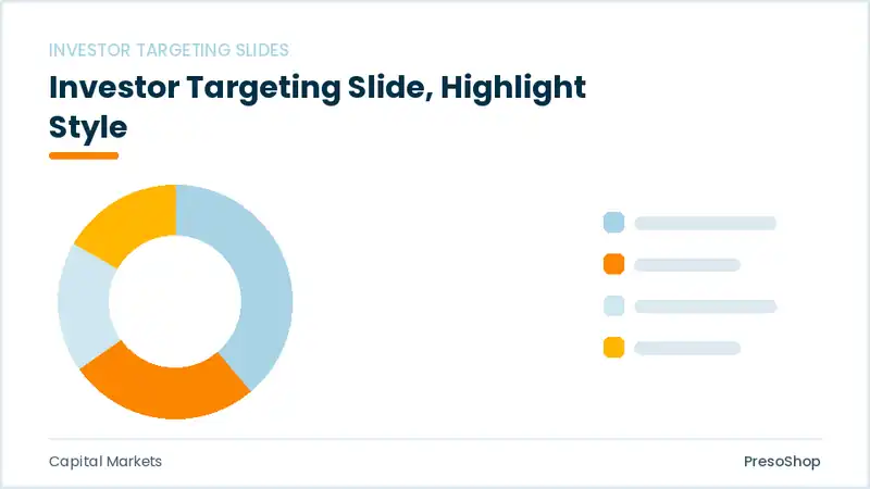 Editable PowerPoint investor targeting slide template with an accented takeaway, built from recolourable native shapes for capital markets decks