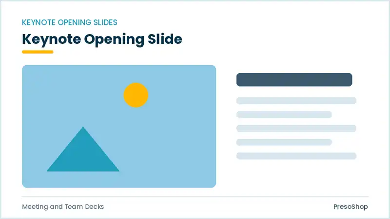 Editable PowerPoint keynote opening slide template, built from recolourable native shapes for meeting and team decks decks