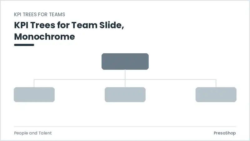 Editable PowerPoint kpi trees for team slide template in a monochrome treatment, built from recolourable native shapes for people and talent decks