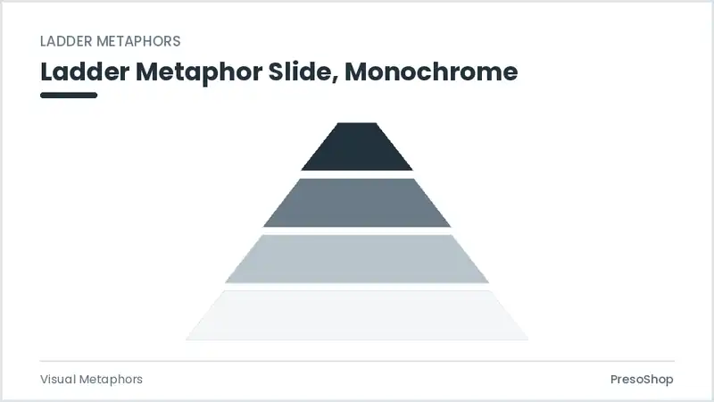 Editable PowerPoint ladder metaphor slide template in a monochrome treatment, built from recolourable native shapes for visual metaphors decks