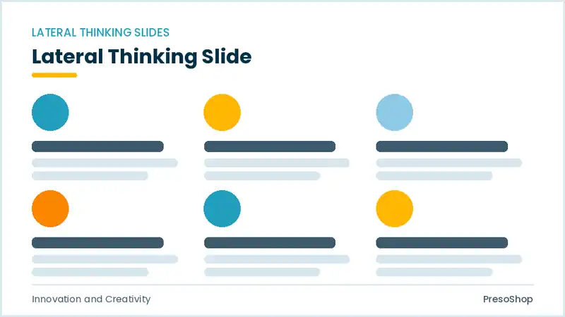 Editable PowerPoint lateral thinking slide template, built from recolourable native shapes for innovation and creativity decks