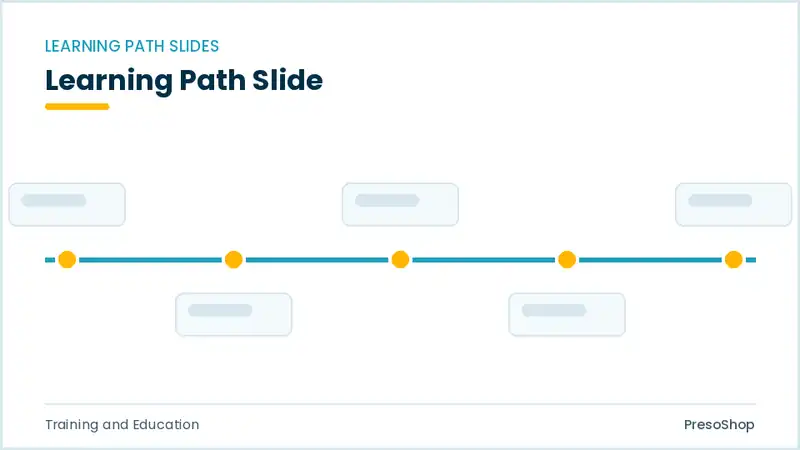 Editable PowerPoint learning path slide template, built from recolourable native shapes for training and education decks