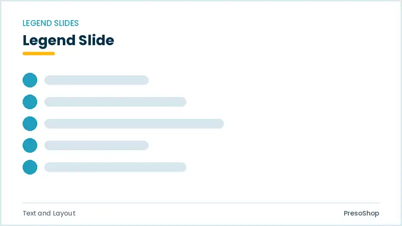 Editable PowerPoint legend slide template, built from recolourable native shapes for text and layout decks