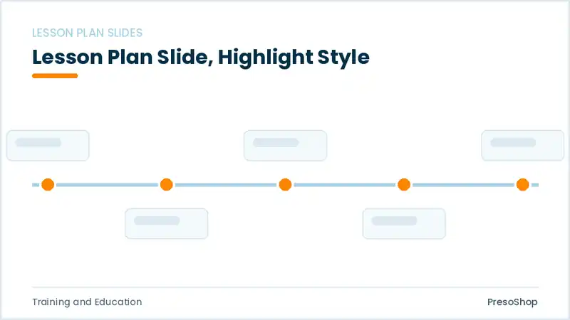 Editable PowerPoint lesson plan slide template with an accented takeaway, built from recolourable native shapes for training and education decks