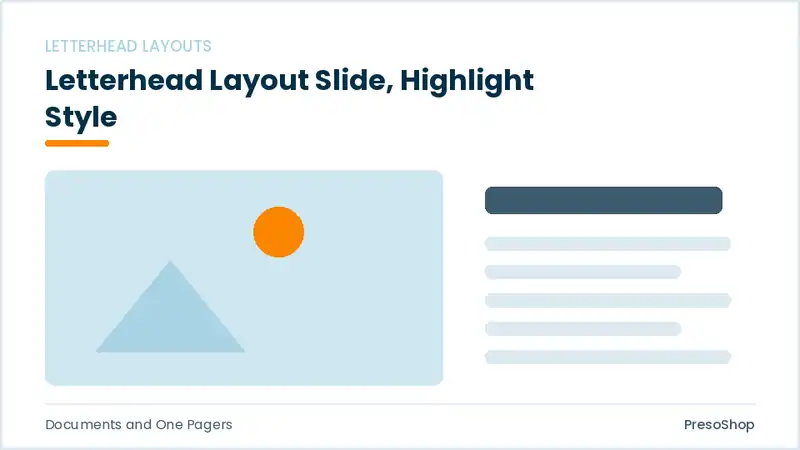 Editable PowerPoint letterhead layout slide template with an accented takeaway, built from recolourable native shapes for documents and one pagers decks
